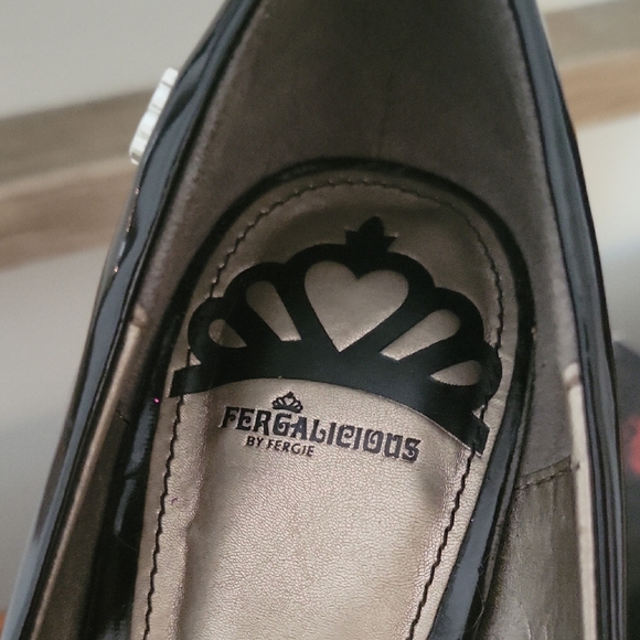 Fergalicious Black Peep Toe Heels - Picture 2 of 7